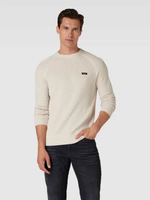 Sweter z dzianiny z detalem z logo CK Calvin Klein