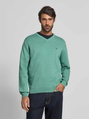 Sweter z dzianiny z detalem z logo FYNCH-HATTON Trzcinowy