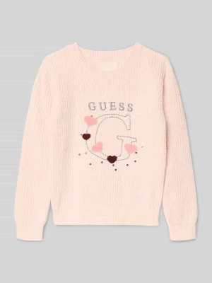 Sweter z dzianiny z detalem z logo Guess