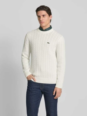 Sweter z dzianiny z detalem z logo Lacoste