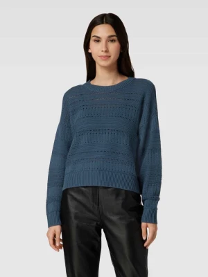 Sweter z dzianiny z dodatkiem lnu model ‘Ajour’ Part Two