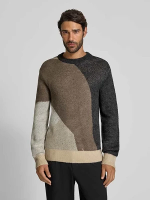 Sweter z dzianiny z dodatkiem wełny i okrągłym dekoltem casual friday