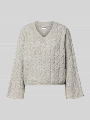 Sweter z dzianiny z dodatkiem wełny i ściegiem warkoczowym model ‘MELOISE’ Noisy May