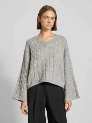 Sweter z dzianiny z dodatkiem wełny i ściegiem warkoczowym model ‘MELOISE’ Noisy May