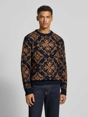 Sweter z dzianiny z dodatkiem wełny MCNEAL Ciemnoniebieski