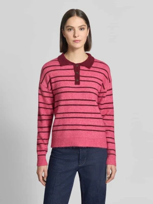 Sweter z dzianiny z dodatkiem wełny model 'SAGE' Ichi Mocnoróżowy