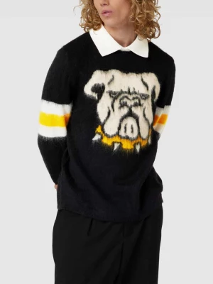 Sweter z dzianiny z dodatkiem wełny model ‘VARSITY’ MARKET