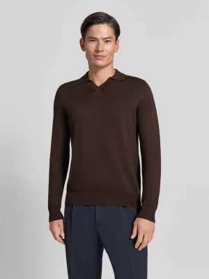 Sweter z dzianiny z dodatkiem wiskozy model 'MANICA LUNGA' MARKUP Ciemnobrązowy