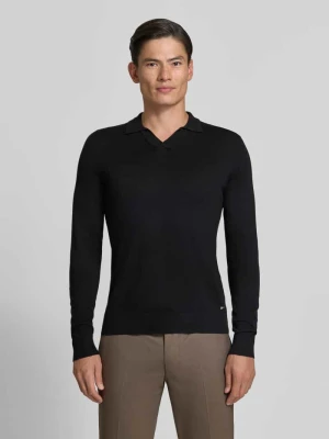 Sweter z dzianiny z dodatkiem wiskozy model 'MANICA LUNGA' MARKUP Czarny