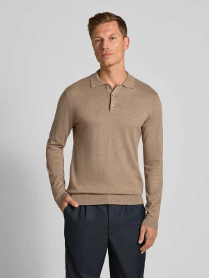 Sweter z dzianiny z domieszką kaszmiru i kołnierzykiem polo model ‘FRODE’ casual friday