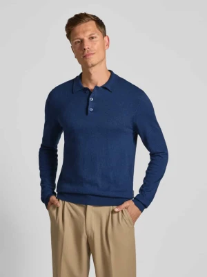 Sweter z dzianiny z domieszką kaszmiru i kołnierzykiem polo model ‘FRODE’ casual friday