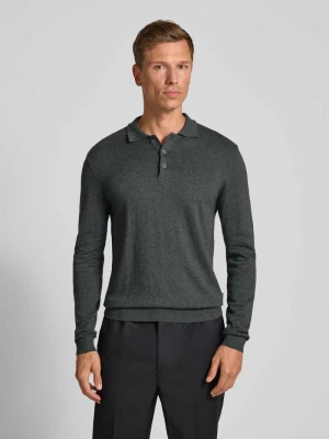 Sweter z dzianiny z domieszką kaszmiru i kołnierzykiem polo model ‘FRODE’ casual friday
