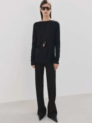 Sweter z dzianiny z drapowanymi plecami czarny - Kobieta - - MANGO