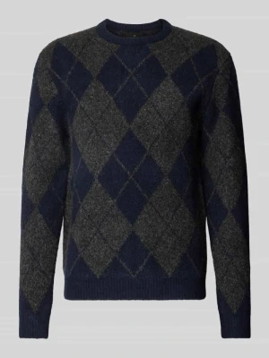 sweter z dzianiny z elastycznej mieszanki wełny o kroju regular fit Jack&Jones Granatowy