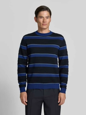 Sweter z dzianiny z fakturowanym wzorem Armani Exchange Niebieski