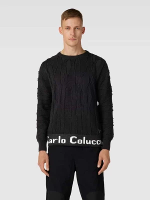 Sweter z dzianiny z fakturowanym wzorem carlo colucci