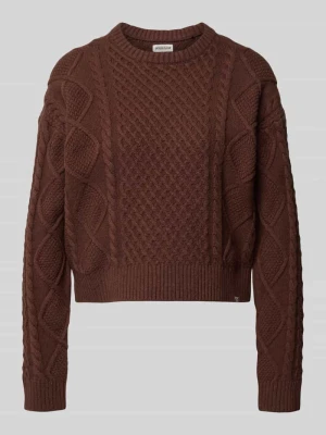 Sweter z dzianiny z fakturowanym wzorem i okrągłym dekoltem Guess Jeans