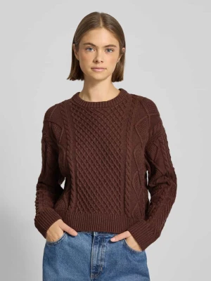 Sweter z dzianiny z fakturowanym wzorem i okrągłym dekoltem Guess Jeans