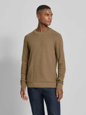 Sweter z dzianiny z fakturowanym wzorem i okrągłym dekoltem lindbergh