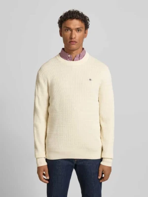 Sweter z dzianiny z fakturowanym wzorem i wyhaftowanym logo Gant
