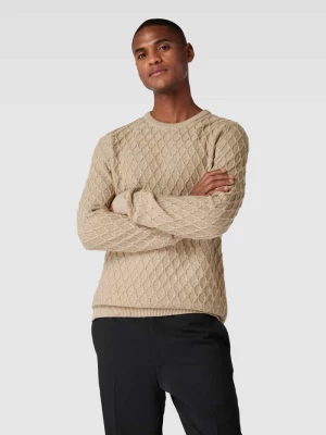 Sweter z dzianiny z fakturowanym wzorem lindbergh