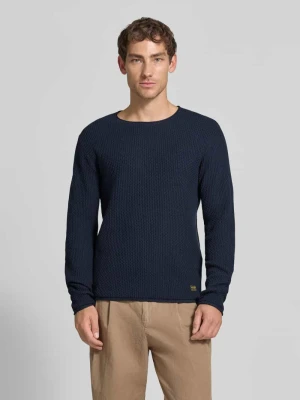 Sweter z dzianiny z fakturowanym wzorem model 'BLUMASON' Jack&Jones Granatowy