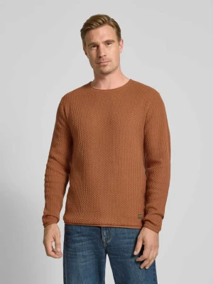 Sweter z dzianiny z fakturowanym wzorem model 'BLUMASON' Jack&Jones Pomarańczowy