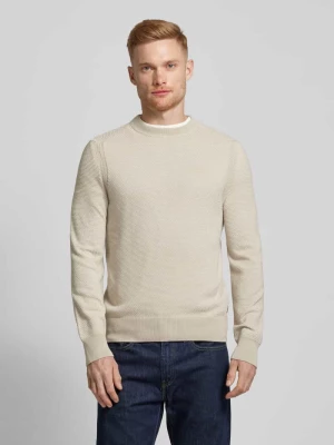 Sweter z dzianiny z fakturowanym wzorem model ‘Kaponski’ Boss Orange