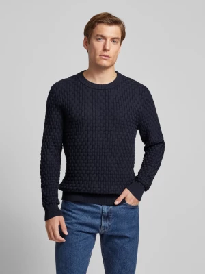 Sweter z dzianiny z fakturowanym wzorem model ‘Stubon’ HUGO