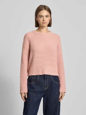 Sweter z dzianiny z fakturowanym wzorem REVIEW Brudnoróżowy