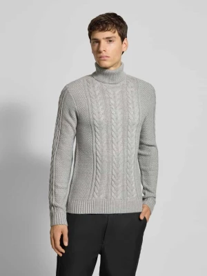 Sweter z dzianiny z golfem model ‘BASIM’ Blend