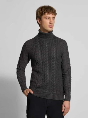Sweter z dzianiny z golfem model ‘BASIM’ Blend