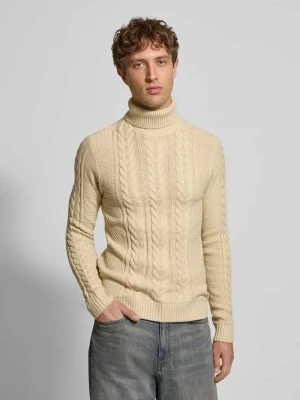 Sweter z dzianiny z golfem model ‘BASIM’ Blend