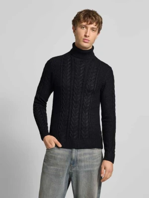 Sweter z dzianiny z golfem model ‘BASIM’ Blend