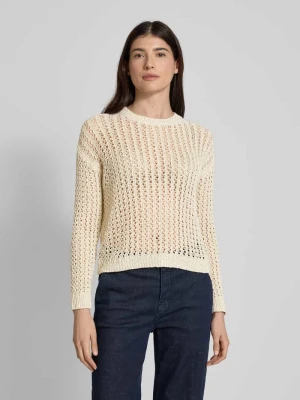 Sweter z dzianiny z haftem angielskim model ‘RIVA’ Marella Biały