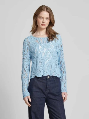 Sweter z dzianiny z haftem angielskim monari