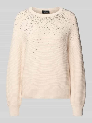 Sweter z dzianiny z kamieniami szlachetnymi Monari Écru