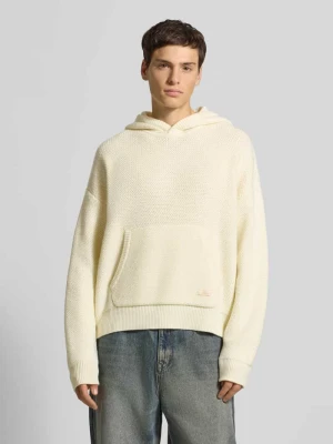 Sweter z dzianiny z kapturem i kieszenią kangurką model ‘Script’ BLKVIS