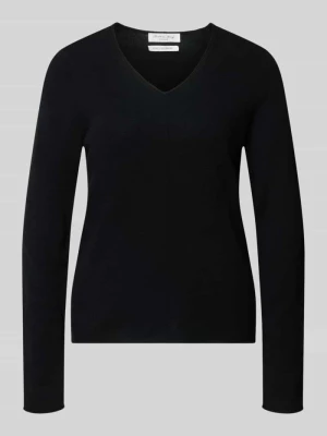 Sweter z dzianiny z kaszmiru z dekoltem w serek Christian Berg Czarny