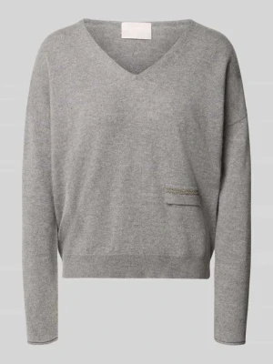 Sweter z dzianiny z kaszmiru z dekoltem w serek HEMISPHERE Grafitowy