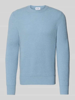 Sweter z dzianiny z kaszmiru z okrągłym dekoltem FTC Cashmere Jasnoniebieski