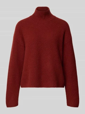 Sweter z dzianiny z kaszmiru ze stójką Windsor Ciemnoczerwony