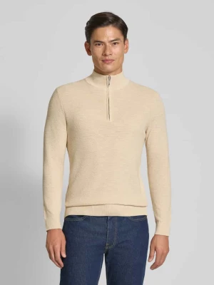 Sweter z dzianiny z kołnierzem Profuomo Złamany biały