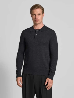 Sweter z dzianiny z mieszanki wełny merino z kołnierzykiem polo Christian Berg Men