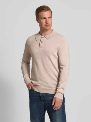 Sweter z dzianiny z mieszanki wełny merino z kołnierzykiem polo Christian Berg Men