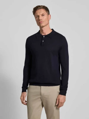 Sweter z dzianiny z mieszanki wełny merino z kołnierzykiem polo Christian Berg Men