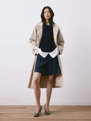 Sweter z dzianiny z kołnierzykiem polo ciemnogranatowy - Kobieta - - MANGO