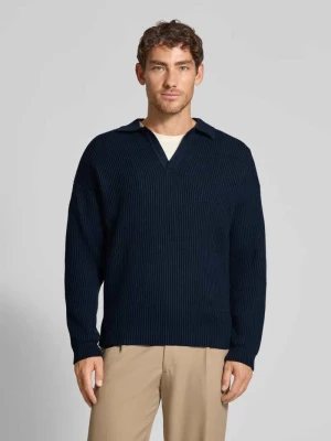 Sweter z dzianiny z kołnierzykiem polo drykorn