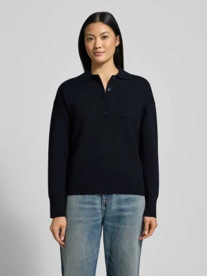Sweter z dzianiny z kołnierzykiem polo i kieszenią na piersi JAKE*S STUDIO WOMAN