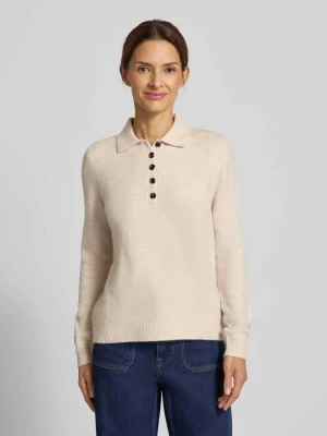 Sweter z dzianiny z kołnierzykiem polo i listwą guzikową Christian Berg Woman